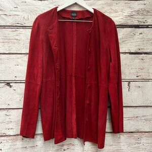 EILEEN FISHER 100% Goat Suede Button Down Jacket Sz M